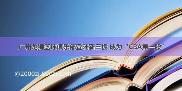 广州龙狮篮球俱乐部登陆新三板 成为“CBA第一股”
