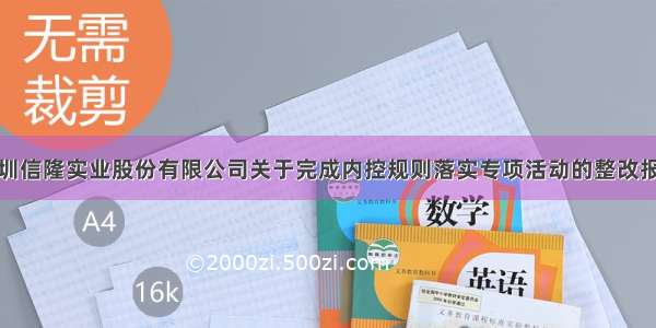 深圳信隆实业股份有限公司关于完成内控规则落实专项活动的整改报告