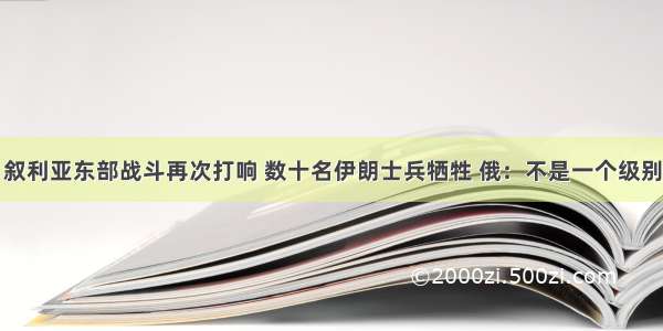 叙利亚东部战斗再次打响 数十名伊朗士兵牺牲 俄：不是一个级别