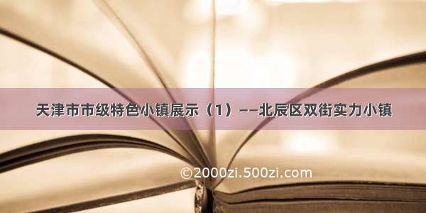 天津市市级特色小镇展示（1）——北辰区双街实力小镇