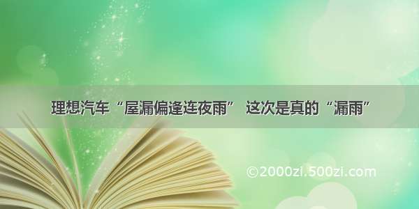 理想汽车“屋漏偏逢连夜雨” 这次是真的“漏雨”