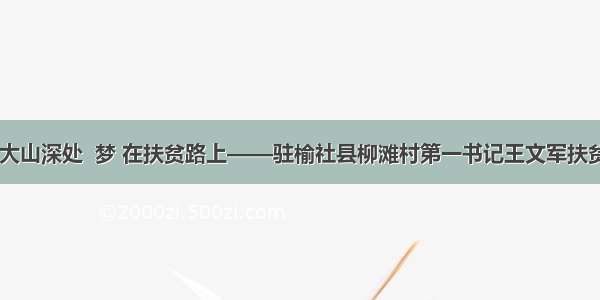 爱 在大山深处  梦 在扶贫路上——驻榆社县柳滩村第一书记王文军扶贫故事