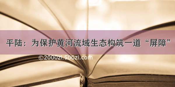 平陆：为保护黄河流域生态构筑一道“屏障”