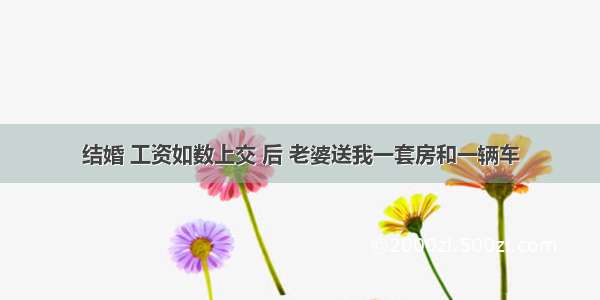 结婚 工资如数上交 后 老婆送我一套房和一辆车