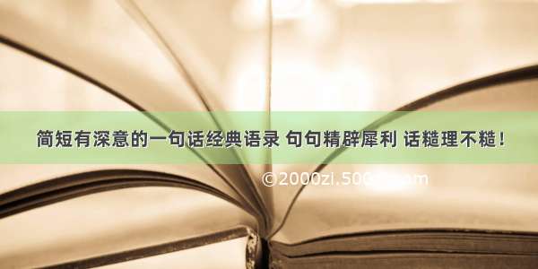 简短有深意的一句话经典语录 句句精辟犀利 话糙理不糙！