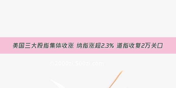 美国三大股指集体收涨 纳指涨超2.3% 道指收复2万关口