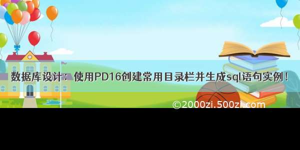 数据库设计：使用PD16创建常用目录栏并生成sql语句实例！