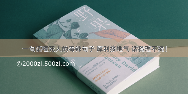 一句话噎死人的毒辣句子 犀利接地气 话糙理不糙！