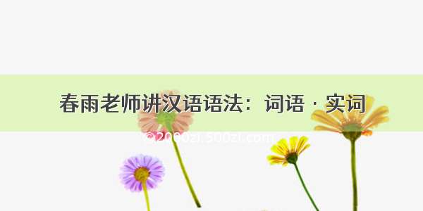 春雨老师讲汉语语法：词语·实词