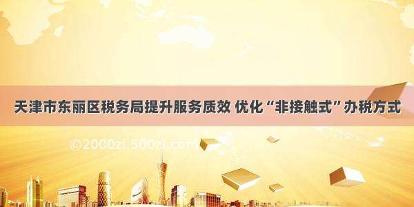 天津市东丽区税务局提升服务质效 优化“非接触式”办税方式