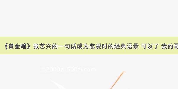 《黄金瞳》张艺兴的一句话成为恋爱时的经典语录 可以了 我的哥