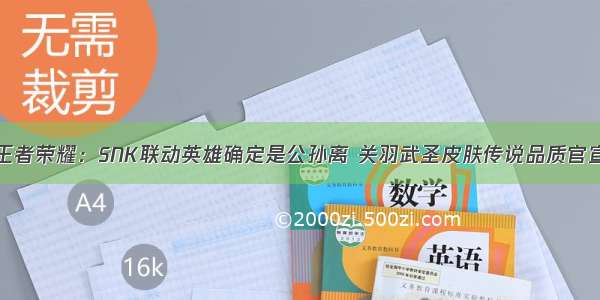 王者荣耀：SNK联动英雄确定是公孙离 关羽武圣皮肤传说品质官宣