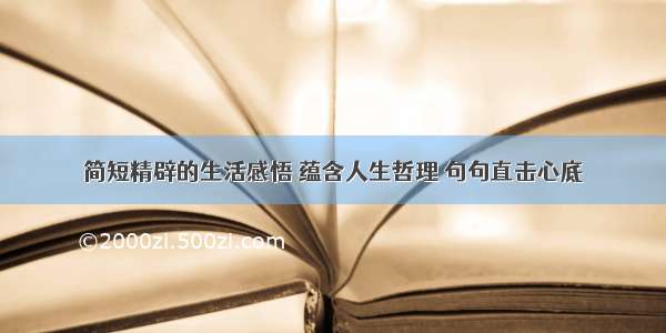 简短精辟的生活感悟 蕴含人生哲理 句句直击心底