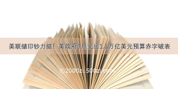 美联储印钞力挺！美政府6月支出1.1万亿美元预算赤字破表