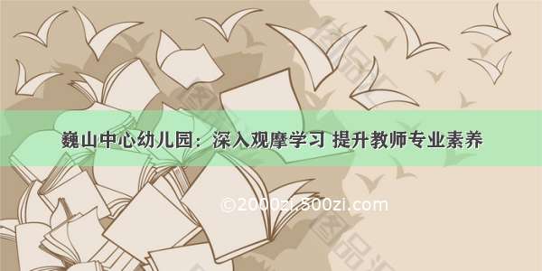 巍山中心幼儿园：深入观摩学习 提升教师专业素养