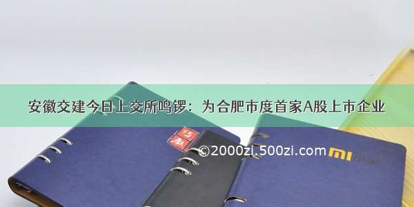 安徽交建今日上交所鸣锣：为合肥市度首家A股上市企业