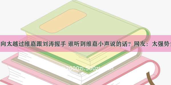 向太越过维嘉跟刘涛握手 谁听到维嘉小声说的话？网友：太强势！