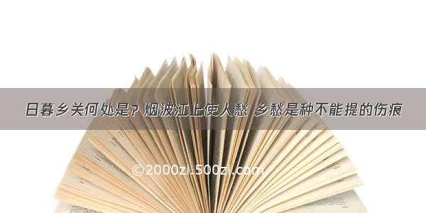 日暮乡关何处是？烟波江上使人愁 乡愁是种不能提的伤痕