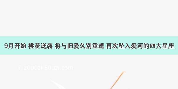 9月开始 桃花逆袭 将与旧爱久别重逢 再次坠入爱河的四大星座