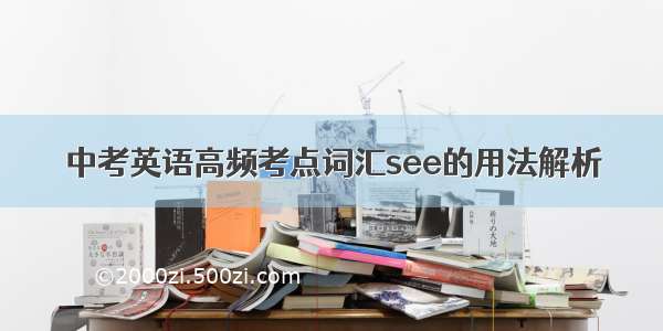 中考英语高频考点词汇see的用法解析