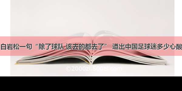 白岩松一句“除了球队 该去的都去了” 道出中国足球迷多少心酸