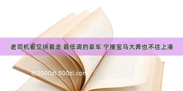 老司机看见绕着走 最低调的豪车 宁撞宝马大奔也不往上凑