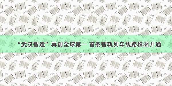 “武汉智造”再创全球第一 首条智轨列车线路株洲开通