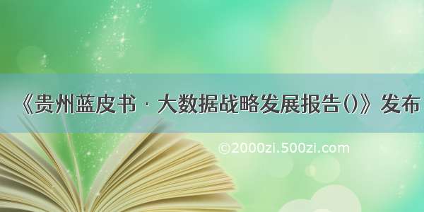 《贵州蓝皮书·大数据战略发展报告()》发布