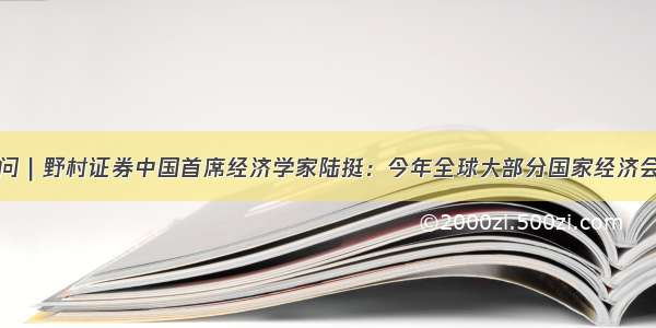 国是访问｜野村证券中国首席经济学家陆挺：今年全球大部分国家经济会负增长