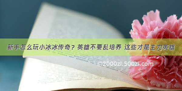 新手怎么玩小冰冰传奇？英雄不要乱培养 这些才是主力英雄