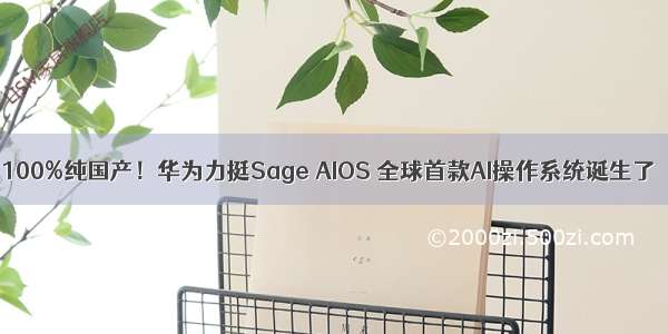 100%纯国产！华为力挺Sage AIOS 全球首款AI操作系统诞生了