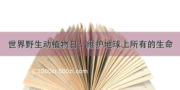 世界野生动植物日：维护地球上所有的生命