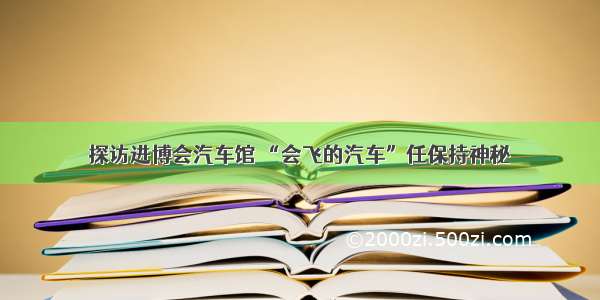 探访进博会汽车馆 “会飞的汽车”任保持神秘