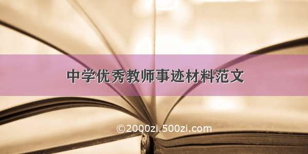 中学优秀教师事迹材料范文