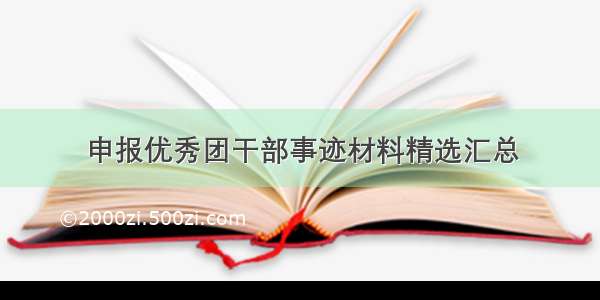 申报优秀团干部事迹材料精选汇总