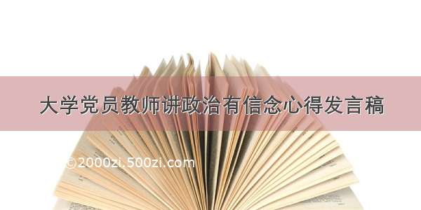 大学党员教师讲政治有信念心得发言稿