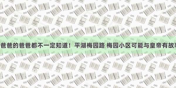 你爸爸的爸爸都不一定知道！平湖梅园路 梅园小区可能与皇帝有故事！