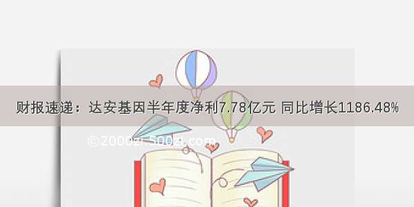 财报速递：达安基因半年度净利7.78亿元 同比增长1186.48%