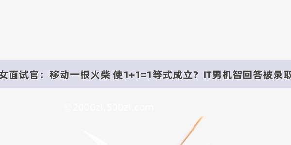 女面试官：移动一根火柴 使1+1=1等式成立？IT男机智回答被录取