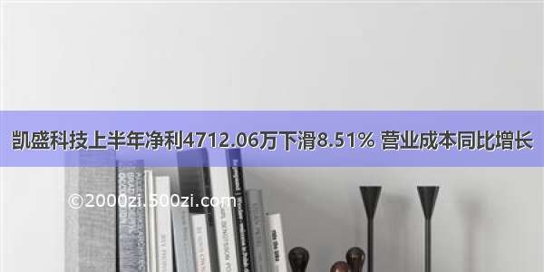 凯盛科技上半年净利4712.06万下滑8.51% 营业成本同比增长