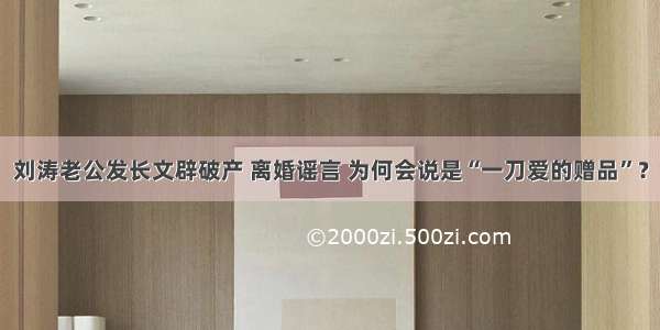 刘涛老公发长文辟破产 离婚谣言 为何会说是“一刀爱的赠品”？