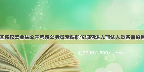 我区高校毕业生公开考录公务员空缺职位调剂进入面试人员名单的通知