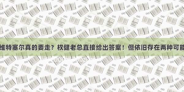 维特塞尔真的要走？权健老总直接给出答案！但依旧存在两种可能