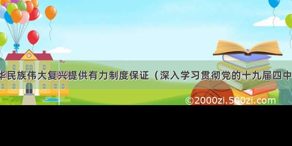 为实现中华民族伟大复兴提供有力制度保证（深入学习贯彻党的十九届四中全会精神）