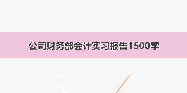 公司财务部会计实习报告1500字