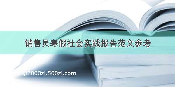 销售员寒假社会实践报告范文参考