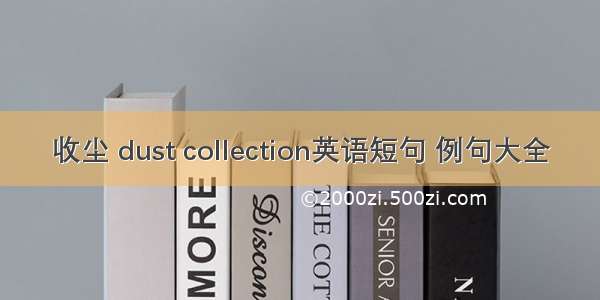 收尘 dust collection英语短句 例句大全