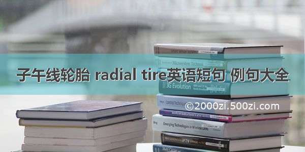 子午线轮胎 radial tire英语短句 例句大全