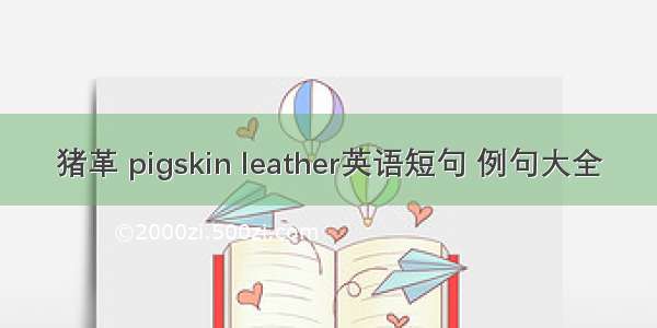 猪革 pigskin leather英语短句 例句大全