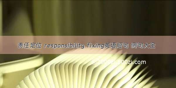 责任定位 responsibility fixing英语短句 例句大全